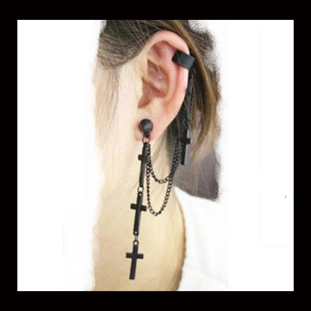 5 Cross Gothic Tassel Earrings 