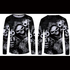 Skeleton Gun Long Sleeve T shirt