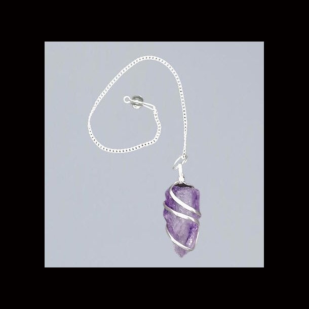 Amethyst Pendulum nature with silver spiral