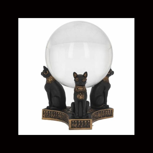 Bastet's Honour Egyption Cat Crystal Ball Holder and Ball 12.7cm