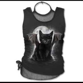 Bat Cat 2in1 Neck Tie Mesh Top