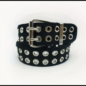 Black Double eyelet Leather Belt