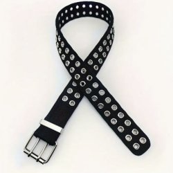 Black Double eyelet Leather Belt