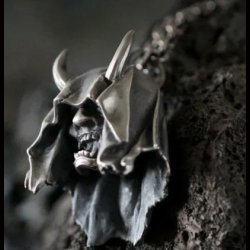 Black Ghost Head Skull Pendant 