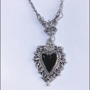 Black Sacred Heart Pendant Nekclace 