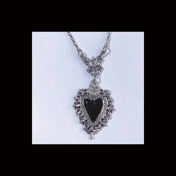 Black Sacred Heart Pendant Nekclace 