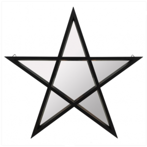 Black Framed Pentagram Shelf with Mirror