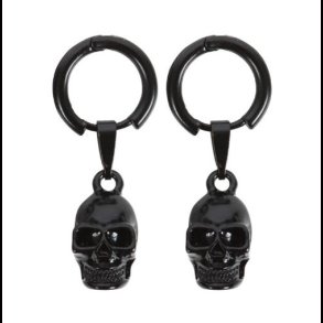 Black Stainless Steel Skull Earrings