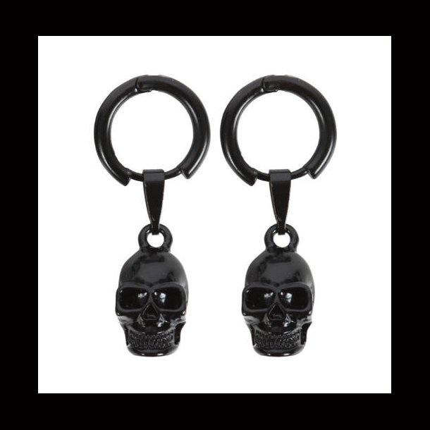 Black Stainless Steel Skull Earrings
