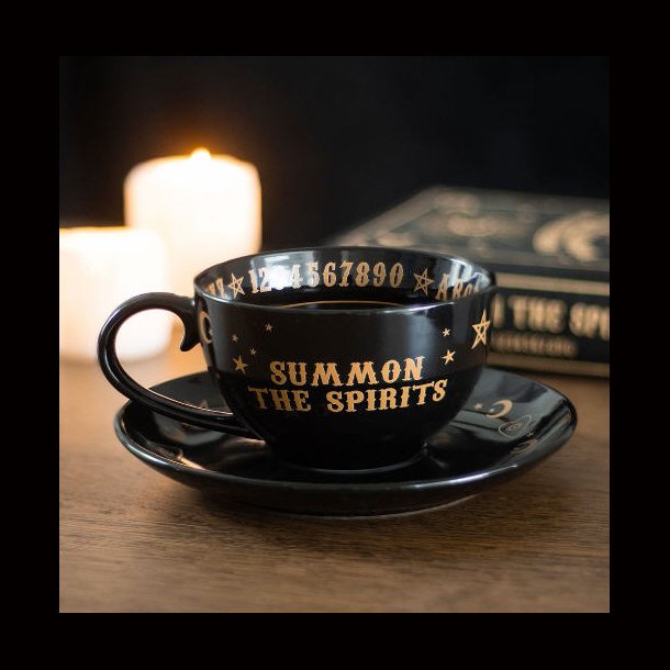 Black Talking Board Teacup and Saucer