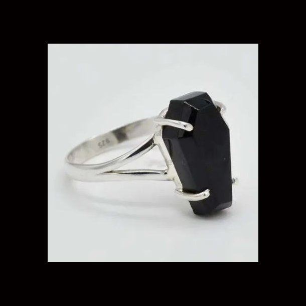 Black Zirconium Crystal Coffin Ring