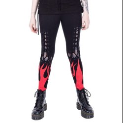 Blood Flame Leggings Black Red