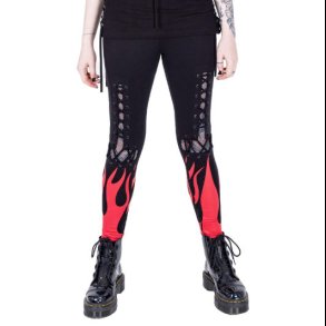 Blood Flame Leggings Black Red