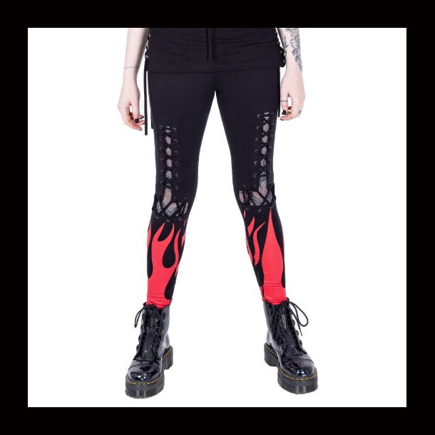 Blood Flame Leggings Black Red