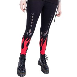 Blood Flame Leggings Black Red