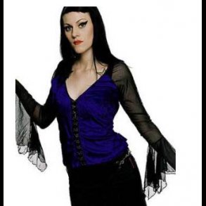 Gothic Style Blue Velvet Clip Up Top