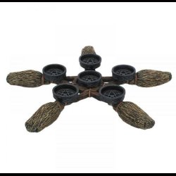 Broomstick Pentagram Tea Light Holder 34cm