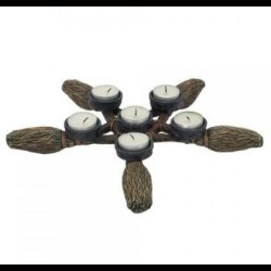 Broomstick Pentagram Tea Light Holder 34cm