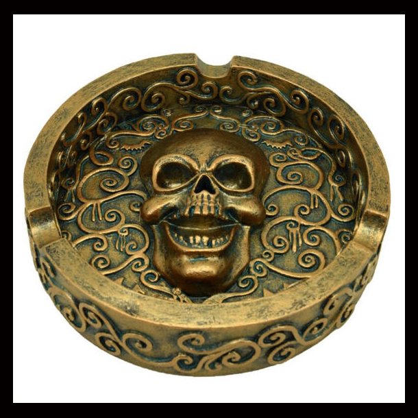 Brushed Metallic Gold Effect Skull Ashtray