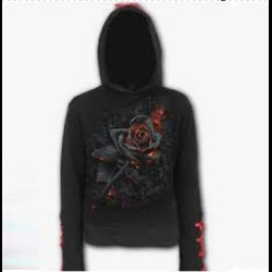 Burnt Rose Red Ribbon-Spiral Direct-Hoodie Girlie 