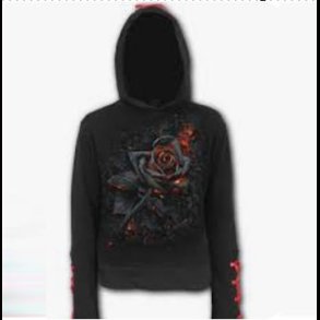 Burnt Rose Red Ribbon-Spiral Direct-Hoodie Girlie 