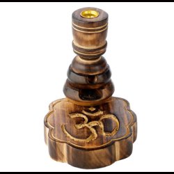 Carved Om Mango Wood Backflow Incense Burner