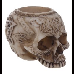 Celtic Half Skull Skull Tea Light Candle Holder