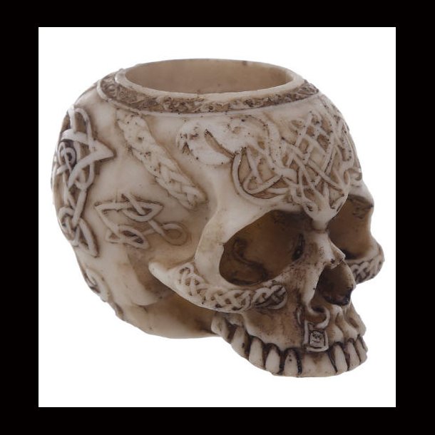 Celtic Half Skull Skull Tea Light Candle Holder