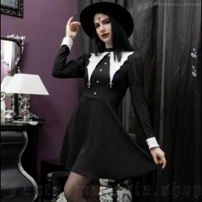 Clandestina - Womens Romantic Gothic, witchy black dress by Devil Fashion