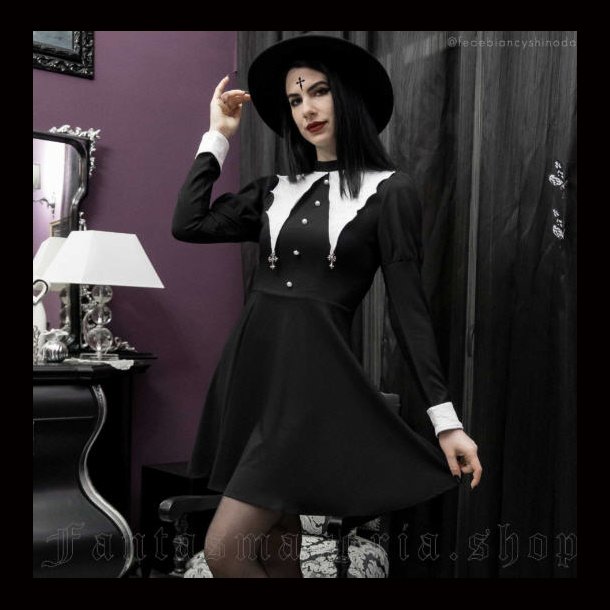 Clandestina - Womens Romantic Gothic, witchy black dress by Devil Fashion