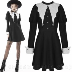 Clandestina - Womens Romantic Gothic, witchy black dress by Devil Fashion