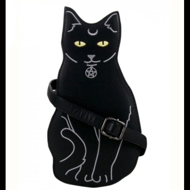 Cool black Gothic CAT Long Strap Bag