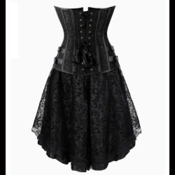 Corset Dress with Black Mesh Skirt 