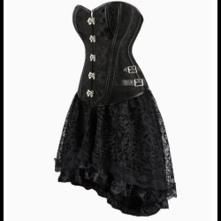 Corset Dress with Black Mesh Skirt 