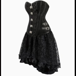 Corset Dress with Black Mesh Skirt 