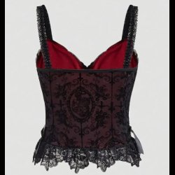 Cross Print Lace Corset Top