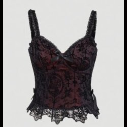 Cross Print Lace Corset Top