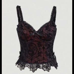 Cross Print Lace Corset Top