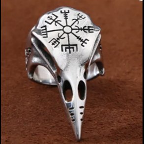 Crow Skulll Vegvisir Ring