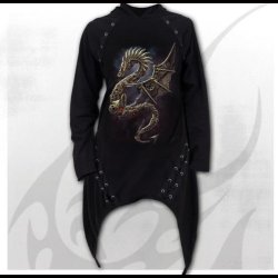Dragon Cogs - Laceup Sherwood Hoody with Teardrop Hem
