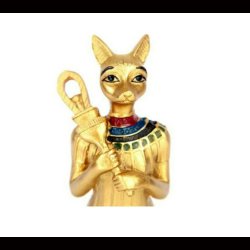 Egyptian Golden Bast Holding Sistrum. 