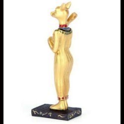 Egyptian Golden Bast Holding Sistrum. 