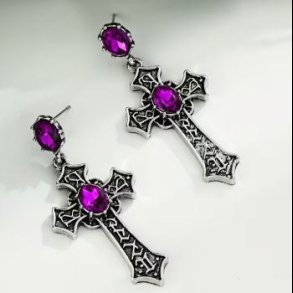 Elegant Glass Inlaid Celtic Cross Earrings 