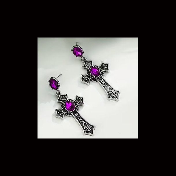 Elegant Glass Inlaid Celtic Cross Earrings 