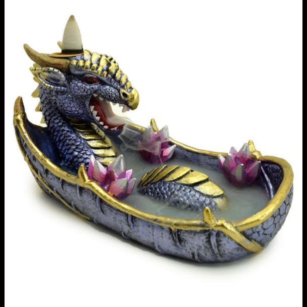 Elements Amethyst Crystal Dragon Backflow Incense Burner