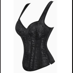 Floral Jacquard Lace-Up Corset Top