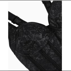 Floral Jacquard Lace-Up Corset Top