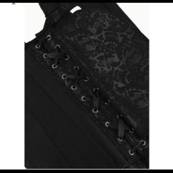 Floral Jacquard Lace-Up Corset Top