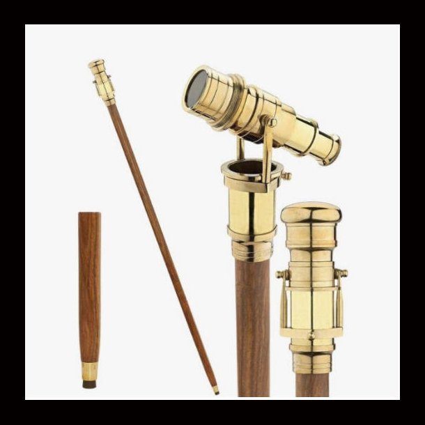 Folding Telescope Wooden Walking Stick