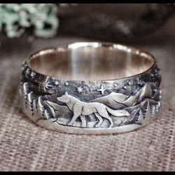 Forest Wolf Viking Ring